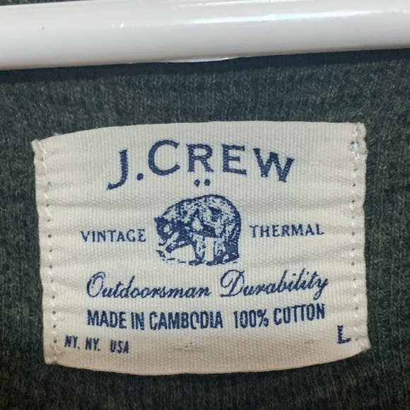 J. Crew Sweater Mens Large Wool Cotton Green Long Sleeve - Picture 3 of 3